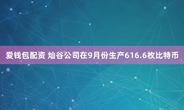 爱钱包配资 灿谷公司在9月份生产616.6枚比特币