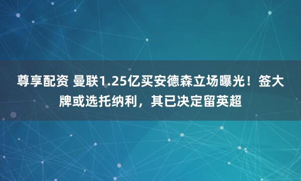 尊享配资 曼联1.25亿买安德森立场曝光！签大牌或选托纳利，其已决定留英超
